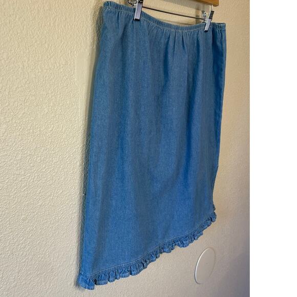 VTG VS Vintage Studio Cottage Preppy Denim Chambray Pull On Cotton Skirt 14 - Picture 8 of 9